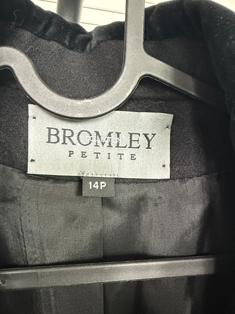 Bromley Black Wool Blend Coat Petite 14P Tailored Classic Winter - Picture 2 of 4